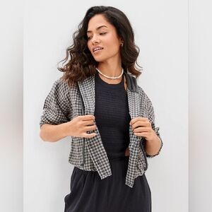 NWT • American EAGLE • AE Cropped Flannel Shirt Hoodie